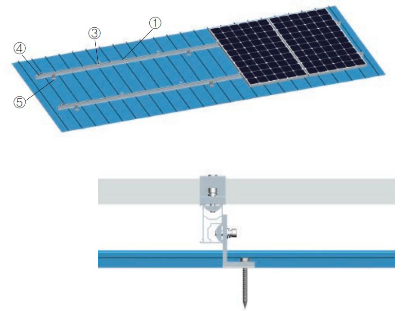 Solar Tin Roof L 풋 시스템