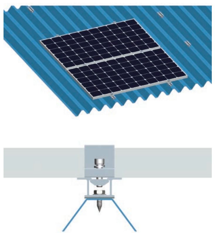 플랫 후크 주석 지붕 태양광 시스템